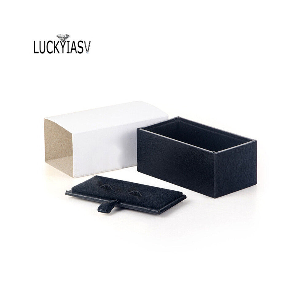 Men Cufflinks Storage Box Faux Leather Case Brooch Lapel Pin Hair Pins Gift Packaging Box Tie Tack Tie Clip Collection Box