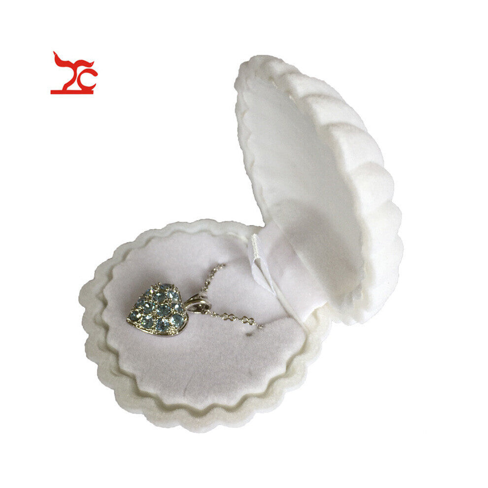 Shell Shape Velvet Engagement Wedding Party Earring Case Earrings Necklace Pendant Jewelry Display Storage