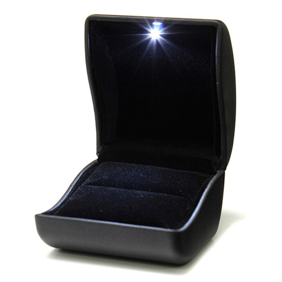High PU Flannel LED Lighted Jewelry Boxes Wedding Engagement Proposal Ring Box Jewelry Case Diaplay Organizer VL