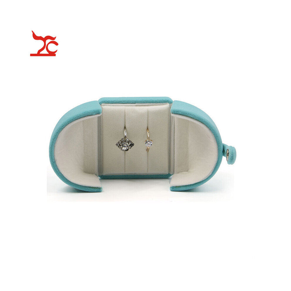 Sky Velvet Engagement Jewelry Box Double Open Couple Ring Pendant Case Pear Necklace Earring Storage