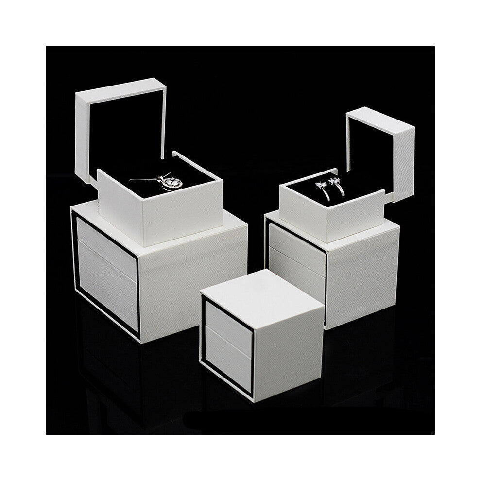 (White-Bracelet box) High-Grade Leather-Filled Paper Dislocation Jewelry Packaging Box Creative Proposal Ring Box Necklace Pendant Finger