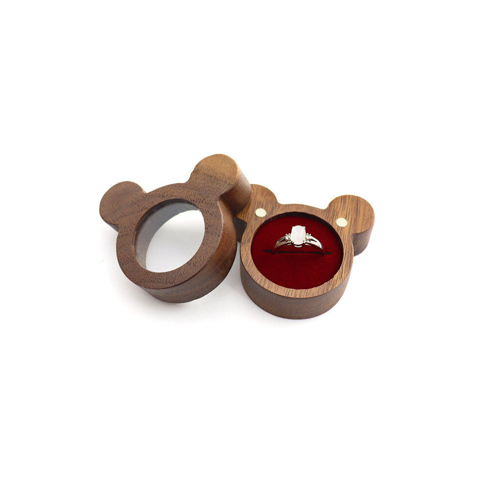 Cartoon Couple Wedding Engagement Rings Wooden Jewelry Organizer Marriage Proposal Storage Ring Box Transparent