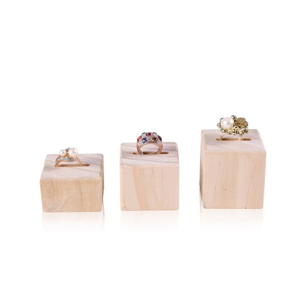 3Pcs Square Round Solid Wood Ring Box Jewelry Storage Bag Wooden Box Proposal Engagement Wedding Ceremony Birthday Gift