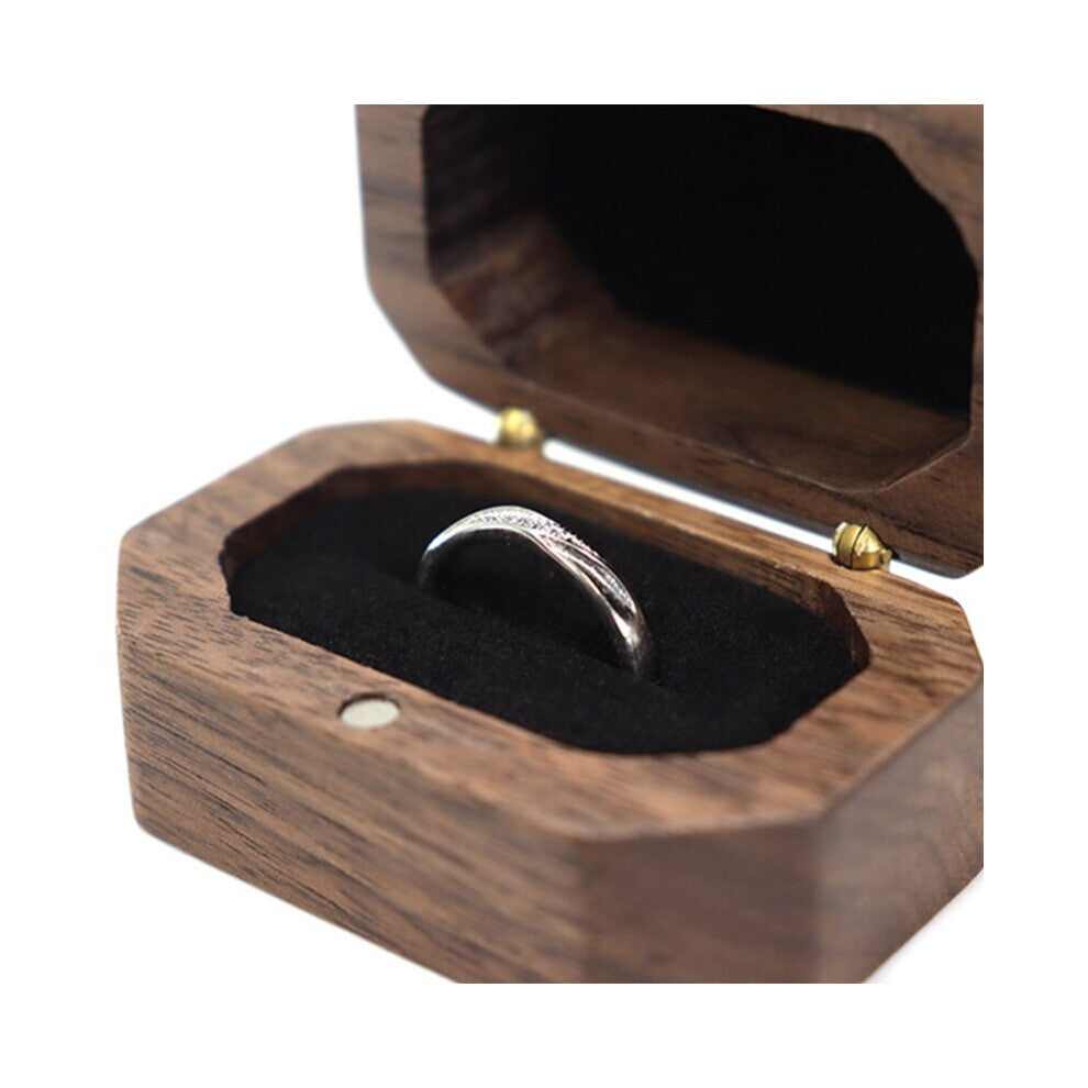 Walnut Wooden Engagement Ring Box Solid Wood We Are Married Ring Organizer for Proposal Wedding Ceremony Gift