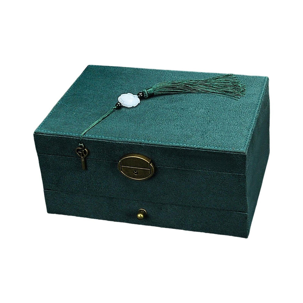 Jewelry Box with Tassel Lock Delicate Storage Case for Cufflinks Bracelet Bangles
