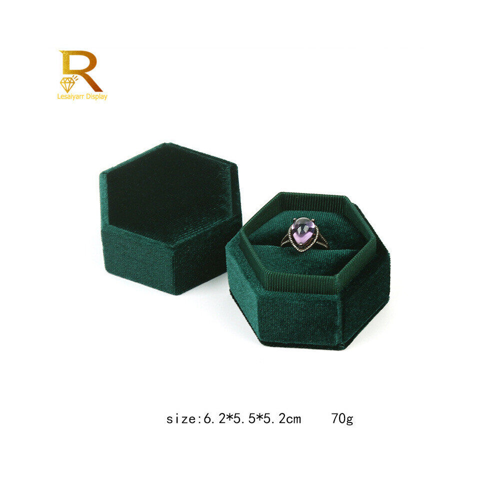 Engagement Ring Earring Box Retro Velvet Ring Box Single Slots Wedding Supplies Ring Storage Box