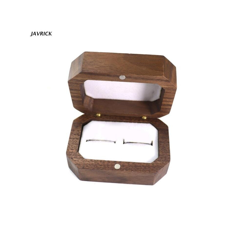 Walnut Wooden Jewelry Ring Box Retro Rustic Wedding Wooden Ring Holder Engagement Wedding Ring Storage Box