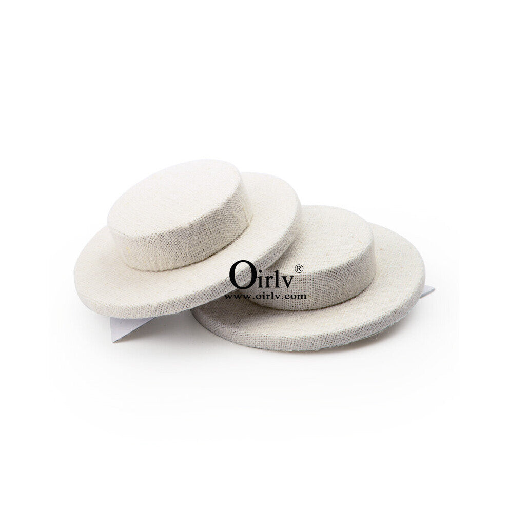 Cap-Hat Model Jewelry Bracelet-Hand Chain Display Holder Wrapped with Thin Linen Fabric Creamy Bangle Stand