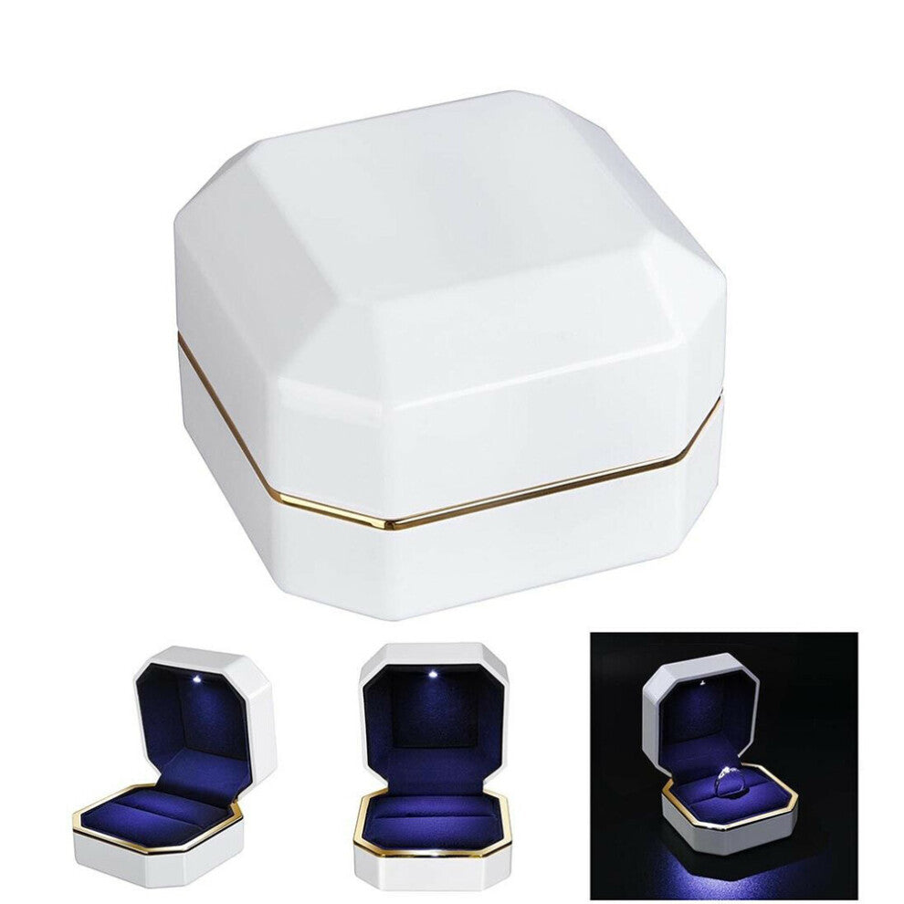 Ring Display Box LED Lighted Velvet Jewelry Gift Wedding Engagement Storage Foldable Jewelry Accessories