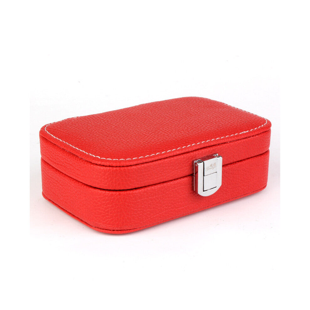 Mirrored Carry Easy Jewelry Box Smooth Leather Travel Display Storage Case Women Girls Gift