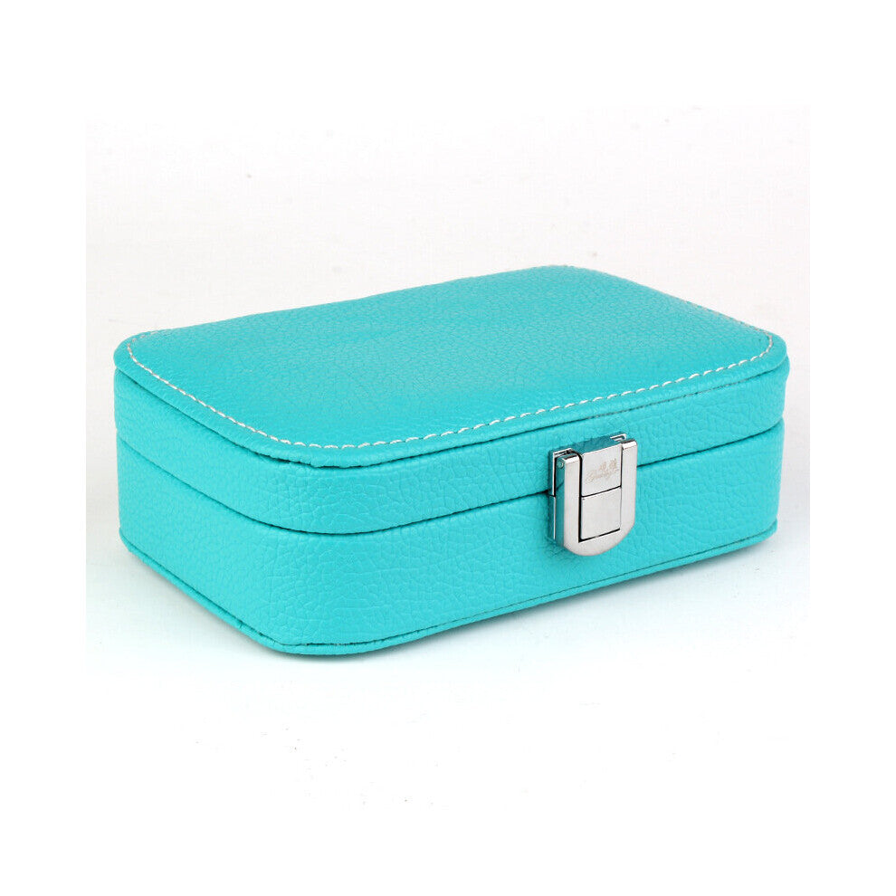 Mirrored Carry Easy Jewelry Box Smooth Leather Travel Display Storage Case Women Girls Gift