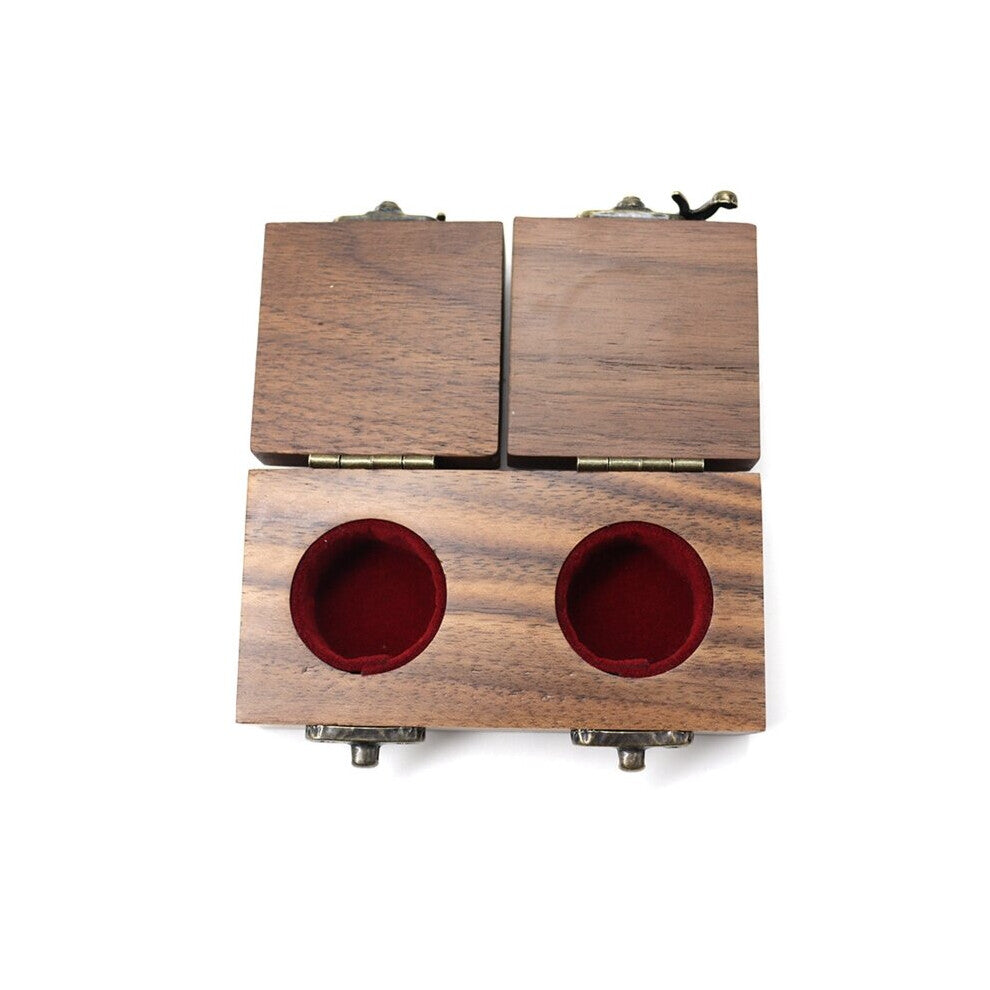 Walnut Wooden Engagement Ring Box Solid Wood Double Open Lid Ring Organizer for Proposal Wedding Ceremony Gift