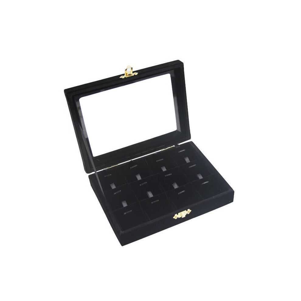 Portable Velvet Jewelry Ring Earring Pendant Insert Display Cufflinks Organizer Box Wooden Flat Stackable Tray Holder Storage