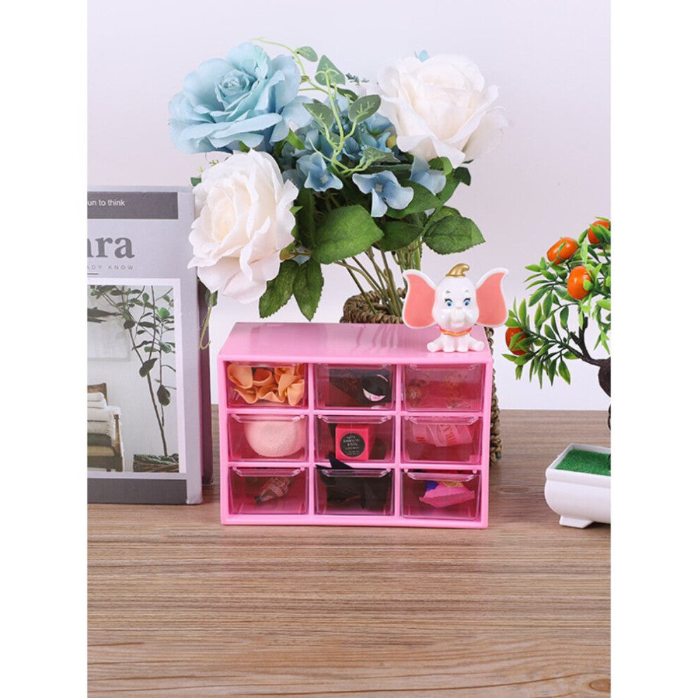 Hot Girl Heart Nine Palace Grid Girl Dormitory Desktop Dustproof Drawer Stationery Jewelry Storage Box Style Optional