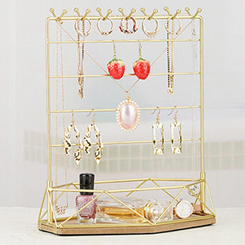 Jewelry Organizer with Wooden Ring Tray Decorative Jewelry Holder Display for Watch Pendant Earrings Tabletop Decoration