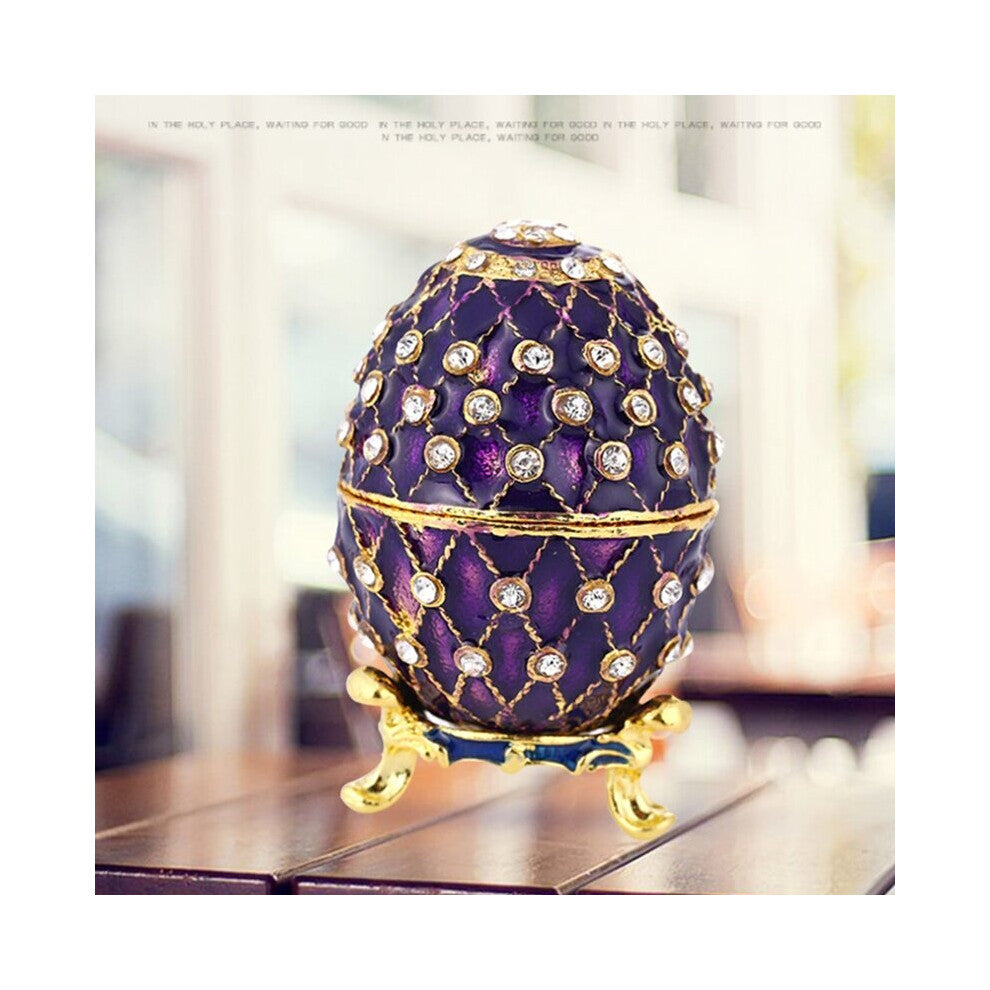 Personalized Easter Egg Jewelry Box Enameled Decorative Trinket Holder Rhinestones Jeweled Desktop Ornaments Home Decor