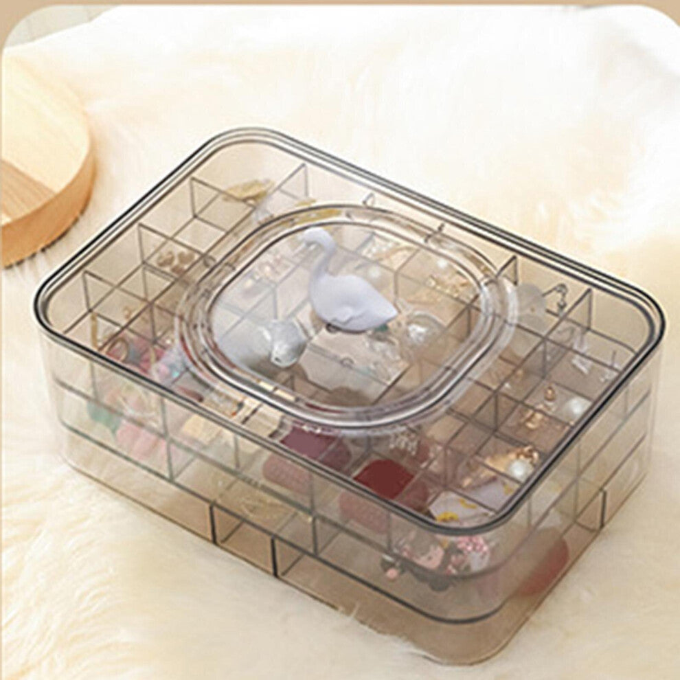 Portable Acrylic Jewelry Storage Box Three Layers Clear Earring Container Necklace Case for Home Tabletop Bedroom Office