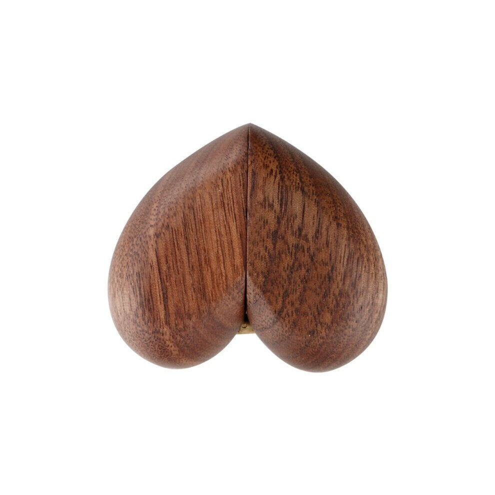 Heart Shaped Walnut Wood Ring Box Velvet Soft Interior Holder Organizer Jewelry Wooden Box Case for Proposal Engagement