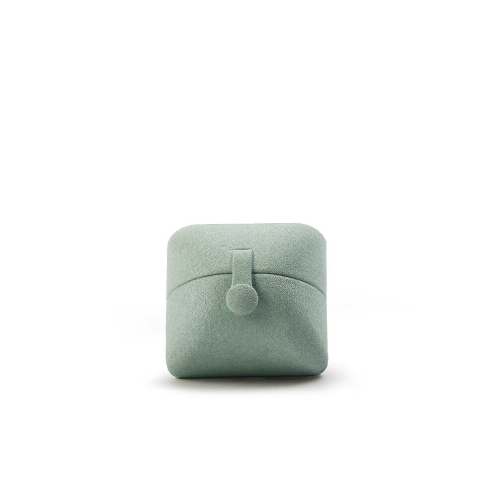 Green Microfiber Ring Organizer Box with Button Pendant Jewelry Storage Case for Engagement