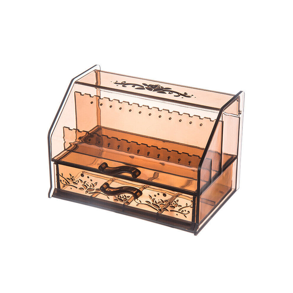 Multifunctional Drawer Type Jewelry Transparent Storage Box Acrylic Plastic Desktop Sort Earings Rings Display