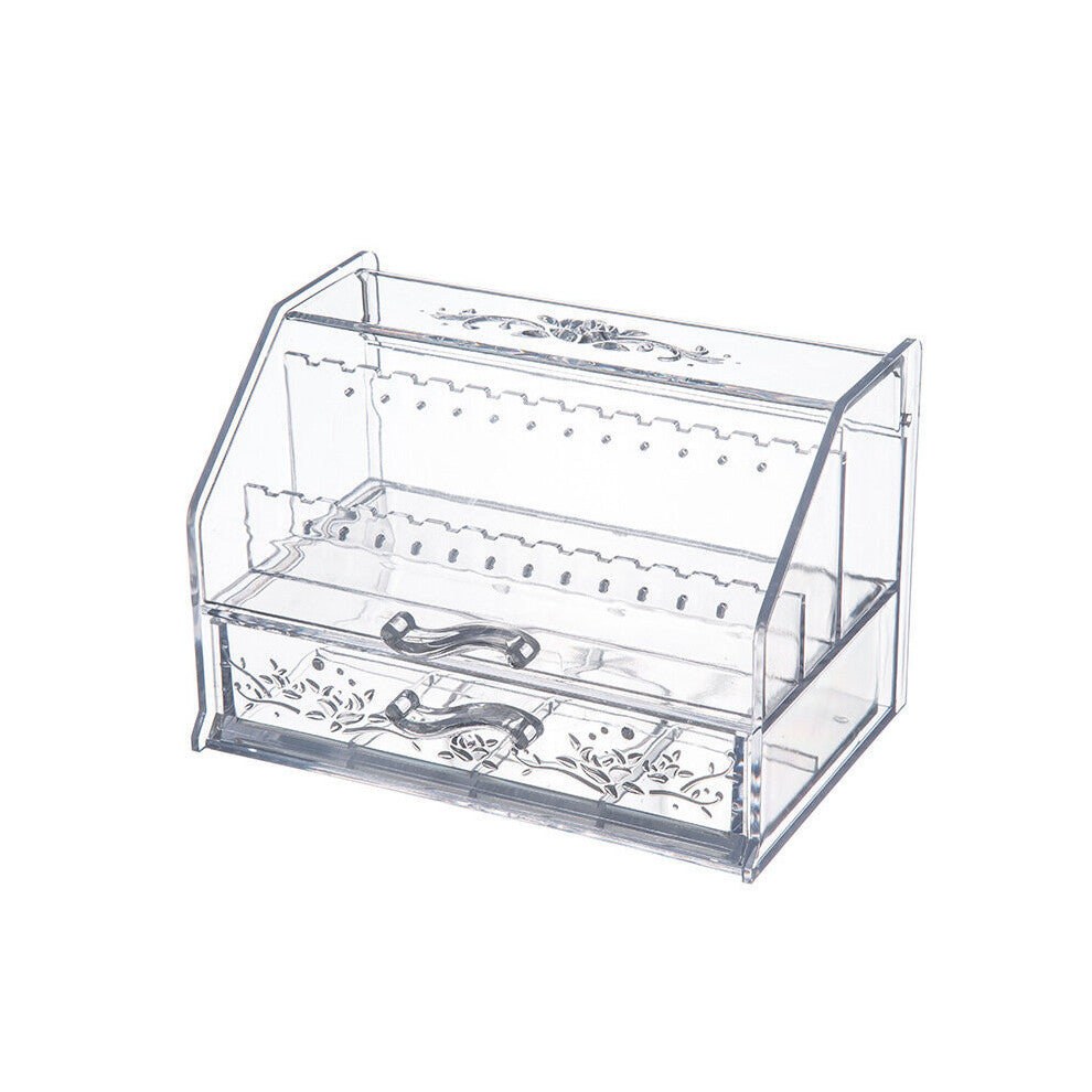 Multifunctional Drawer Type Jewelry Transparent Storage Box Acrylic Plastic Desktop Sort Earings Rings Display