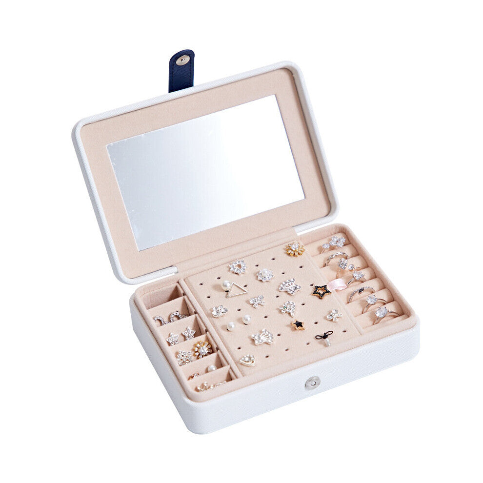 Jeweler Box Earring Ring Necklace Mirrored Storage Case Portable Display Holder Women Gift