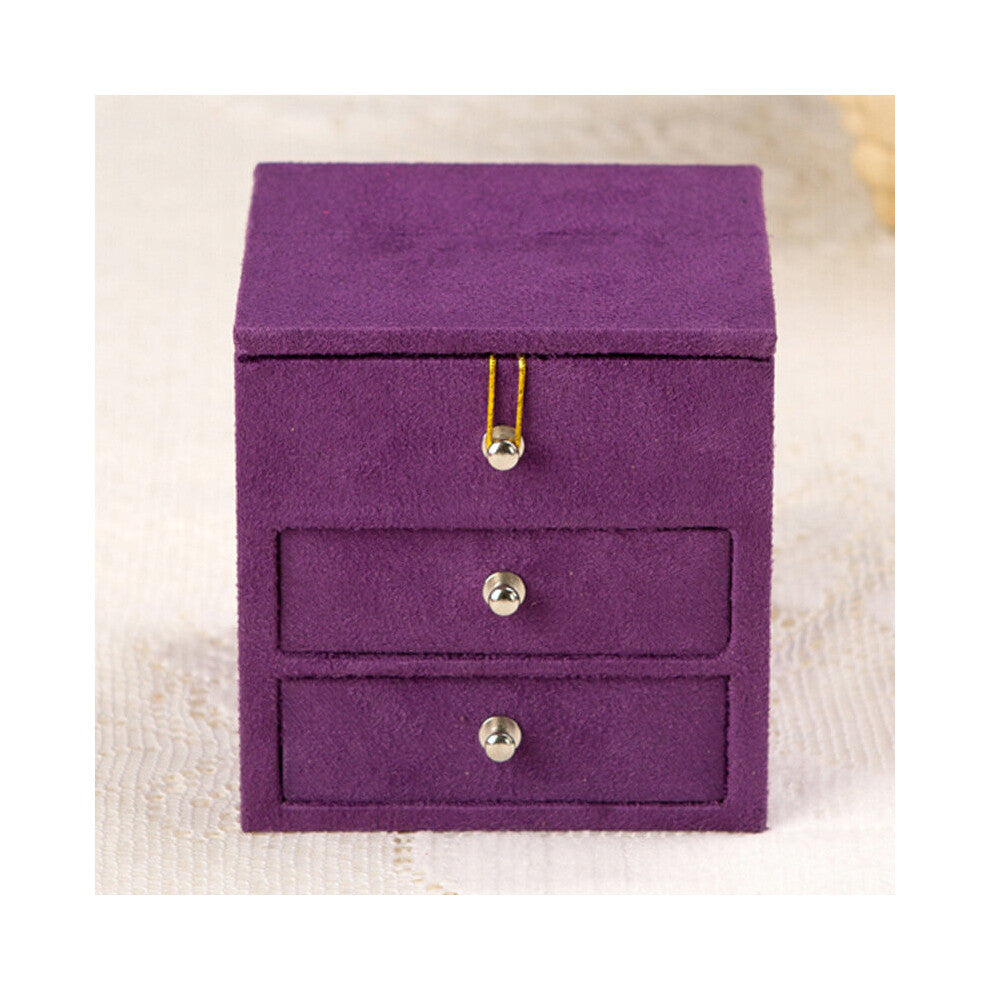 Small Mirrored 3 Layers Jewelry Organizer Box Display Holder Case Ring Earring Necklace Storage Women Girls Gift