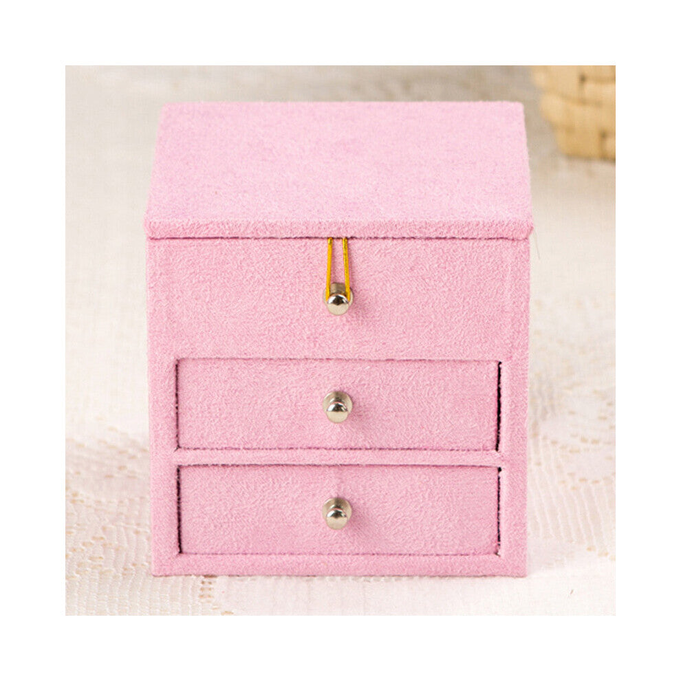 Small Mirrored 3 Layers Jewelry Organizer Box Display Holder Case Ring Earring Necklace Storage Women Girls Gift