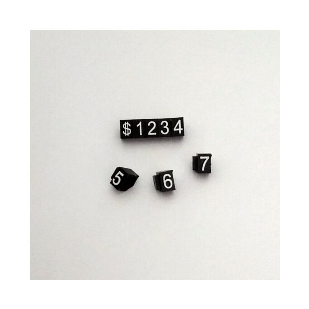 (white black White-Dollar) 20pcs Numerals tag assembly Blocks Stick Combined Number Digits Tag Sign Watch Jewelry Display Frame Euro