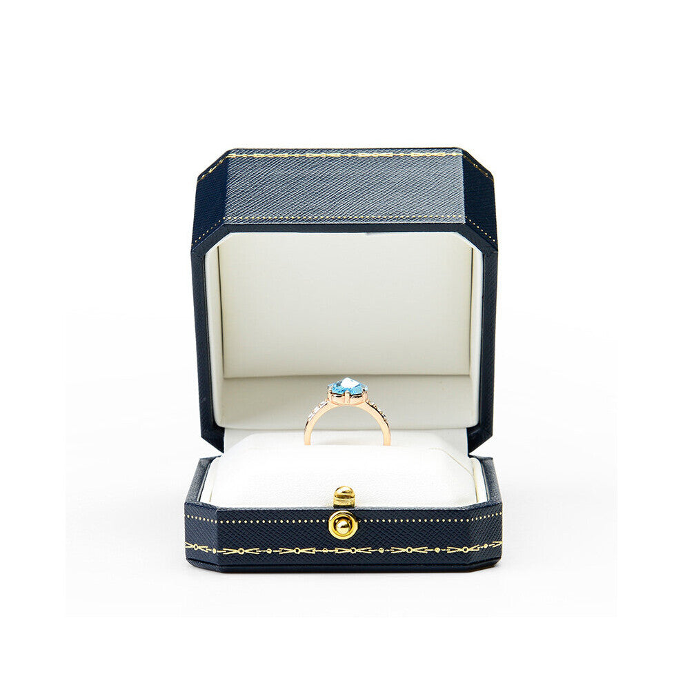 Royal Double Ring Box PU Leather 10.5*8*4.5cm Jewelry Organizer Box for Engagement Wedding Jewelry Gift Case