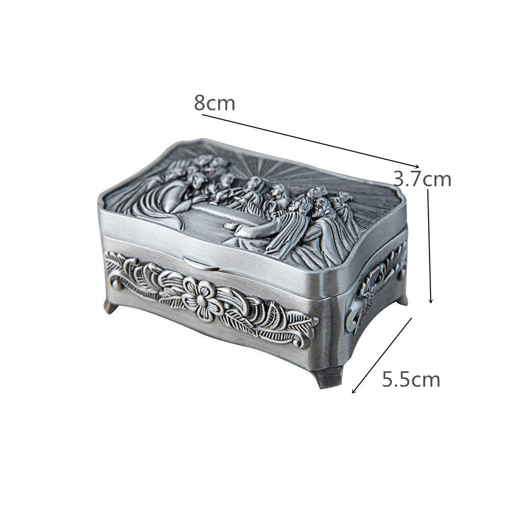 The Last Supper Box Jewelry Ring Storage Organizer Metal Wedding Earrings Necklace Case Religious Catholic Church Utensils