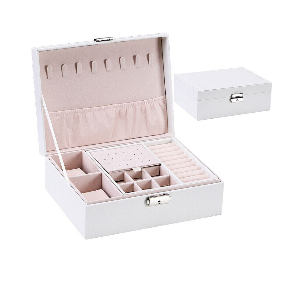 Multilayer Lockable Jewelry Box Waterproof PU Ring Necklace Storage Box Household Large Capacity Jewelry Casket