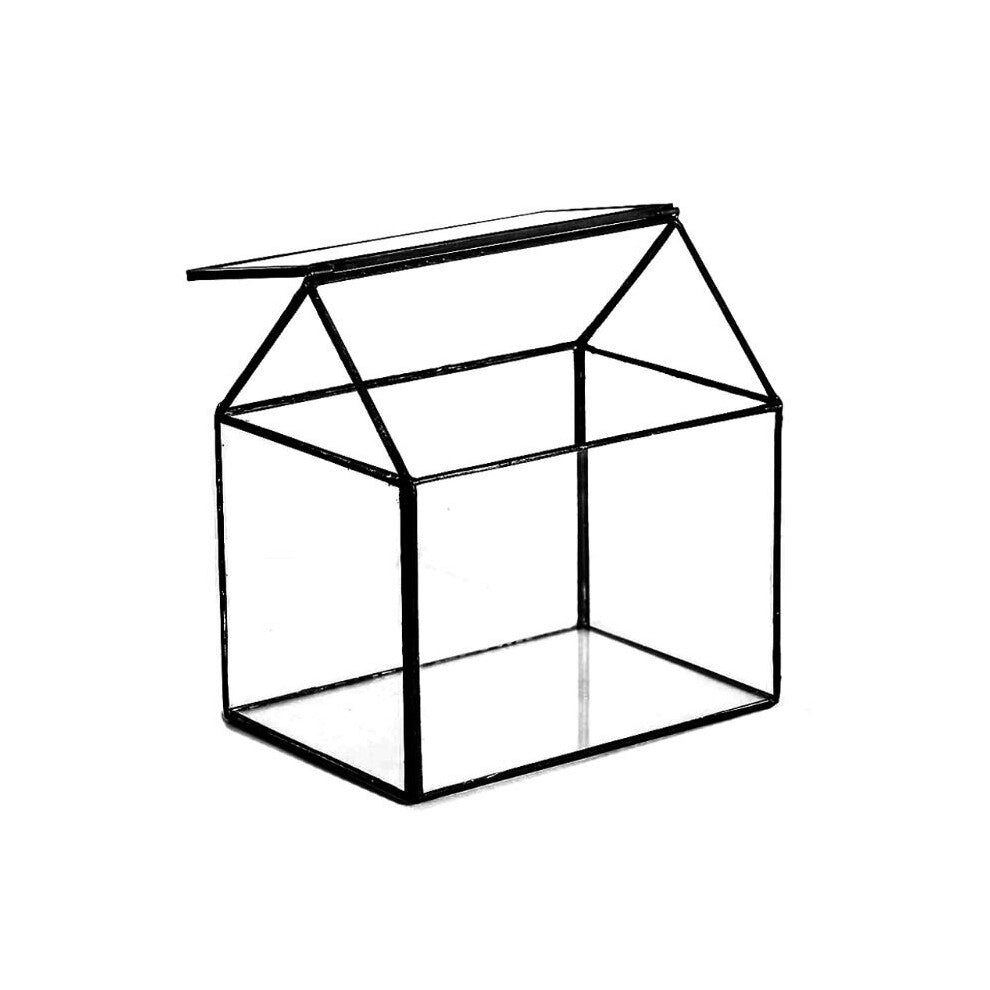 Glass Terrarium Box House Shape Close Glass Table Top DIY Display Planter Windowsill Flower Pot Jewerly Storage Box