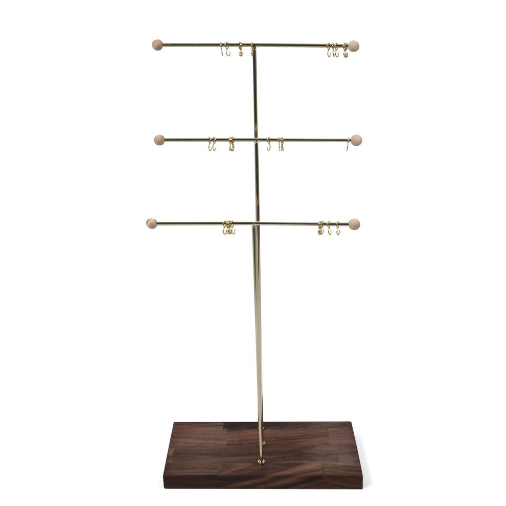 Metal 3 Tier Tabletop Bracelet Necklace Jewelry Necklace Organizer Display Holder Jewelry Organizer Walnut