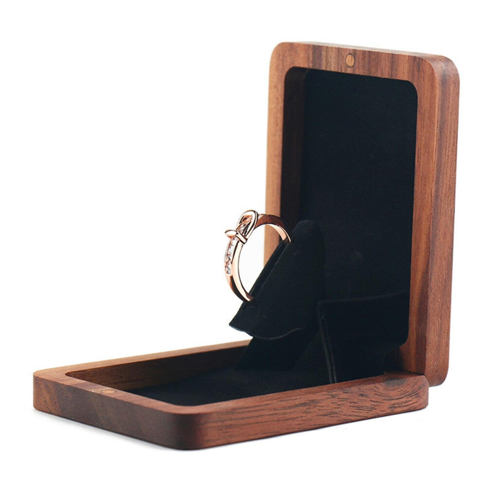 Wooden Wedding Ring Bearer Portable Rotates Storage Case Rustic for Anniversary Holiday Engagement Gift Valentine