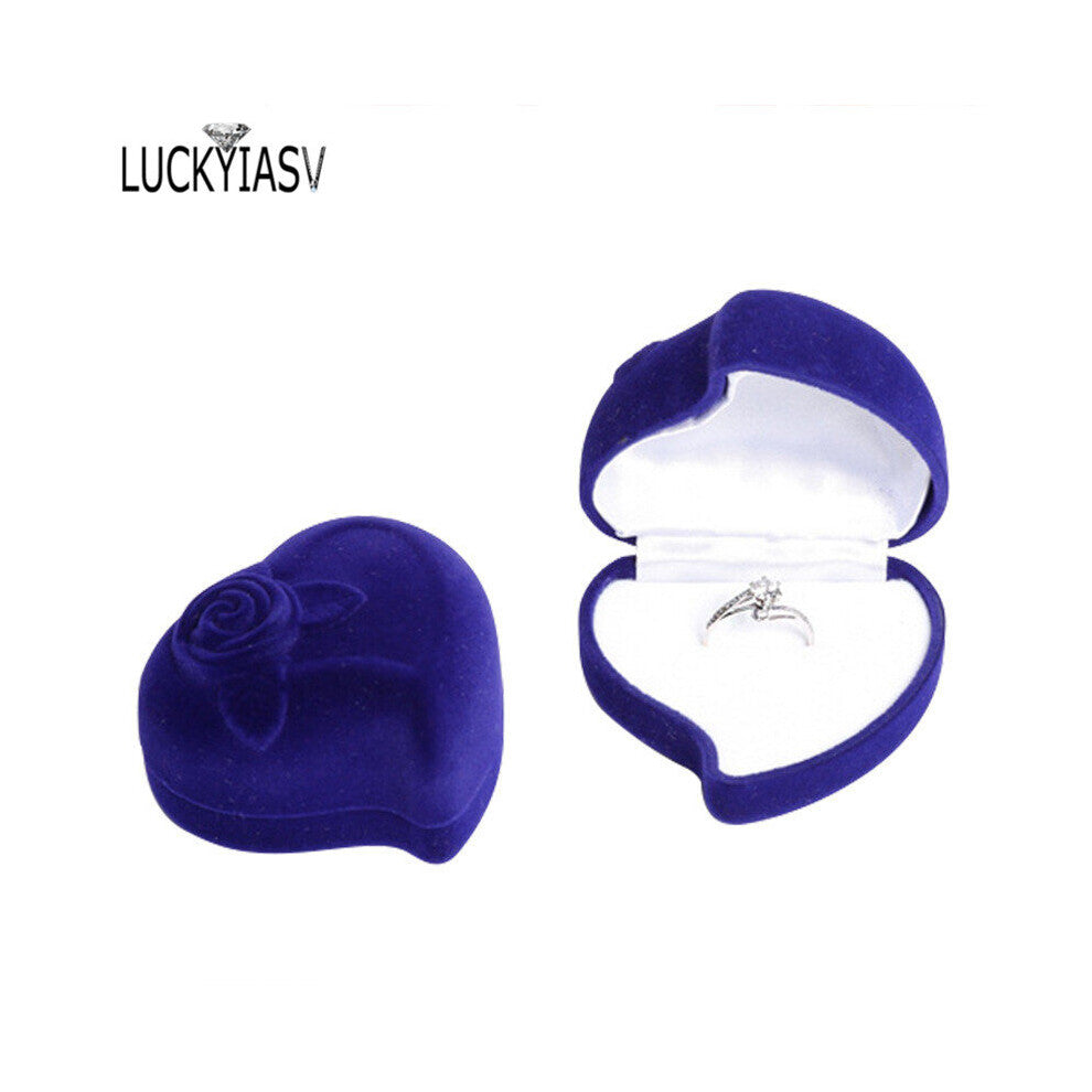 8 Heart Shape Velvet Ring Box Engagement Wedding Jewelry Boxes Rose Flower Holder for Lover