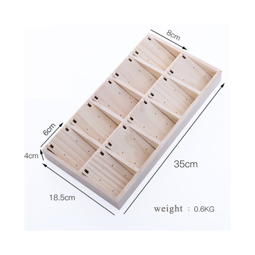 In Solid Wood 10 Grids Earring Holder Necklace Shelf Tray Counter Pendant Jewelry Storage Props Display Household Storage