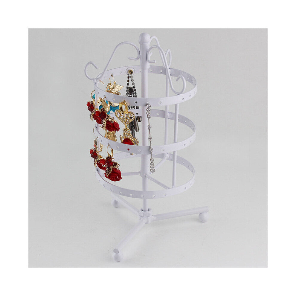 DIY 3layers 72 Holes Round Earrings Display Rack Metal Jewelry Stand Holder Ear Stud-Necklace Organizer Jewelry Rack