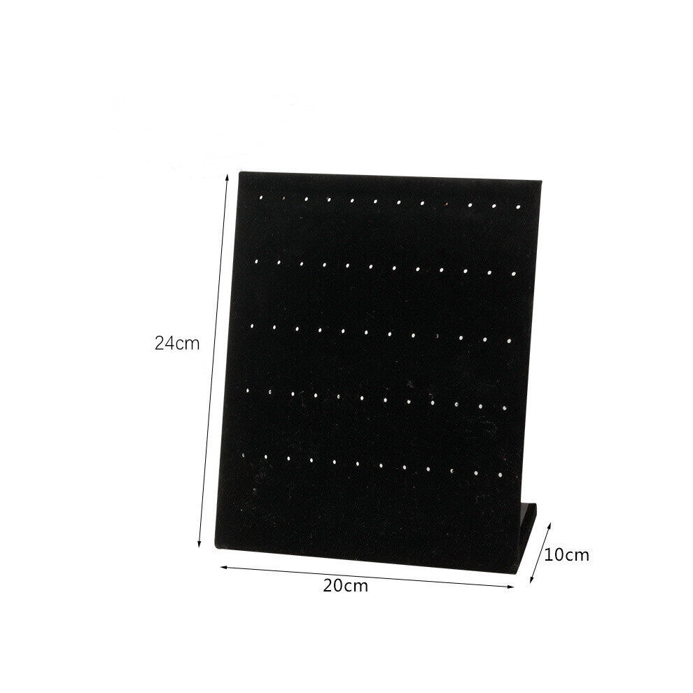 60 Holes Ear Studs Earrings Holder L-Shaped Flannelette Desktop Jewelry Display Organizer Stand High