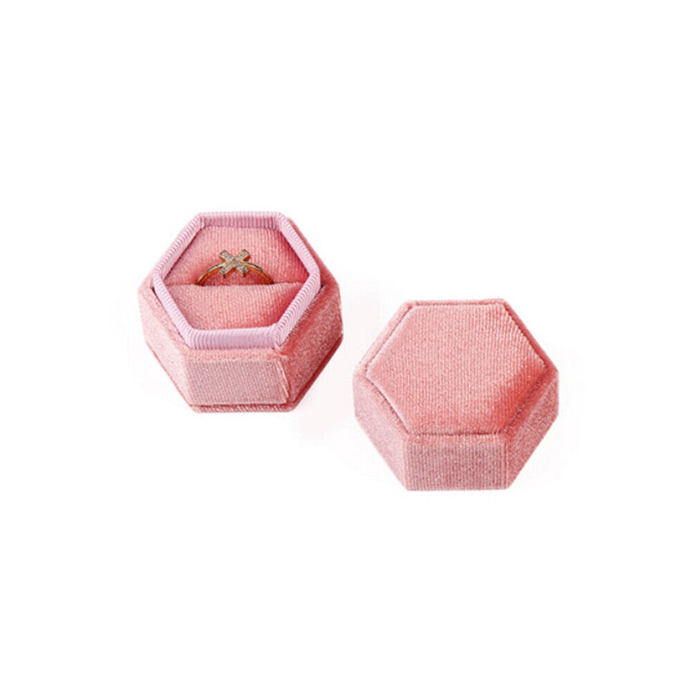 Product Hexagon Velvet Ring Box Jewelry Box Display Holder with Detachable Lid Ring Box Holder for Wedding Engagement