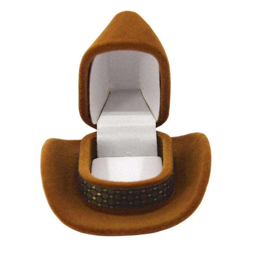 Rings Storage Box Earring Holder Cowboy Hat Shaped Novelty Portable Scratchproof Jewelry Case for Valentines Engagement