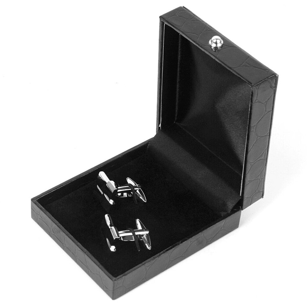 PU Leather Tie Clip Cufflinks Storage Case Display Holder