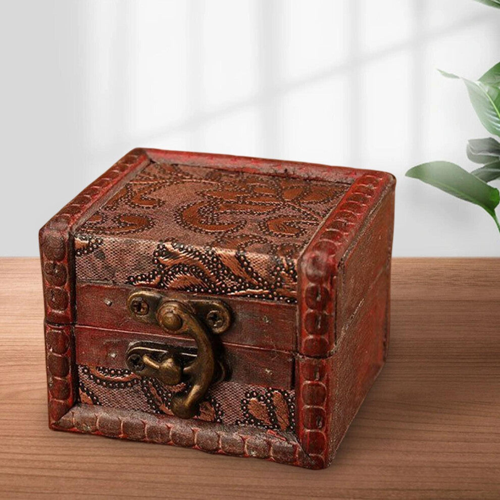 Rustic Wooden Jewelry Box with Lock Lockable Jewellery Trinket Box Holder for Earrings Ring Watch Cufflinks Bracelets