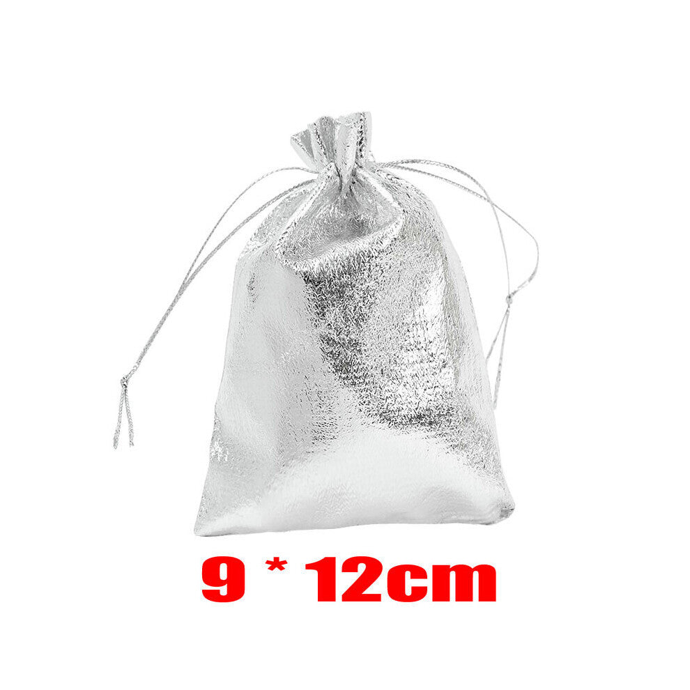 (Size 02 Silver White-1PCS) 7 * 9-9 * 12-10 * Cloth Bags Charms Earrings Jewelry Packaging Bags Wedding Drawstring Pendants Storage Pouches Gift Bag