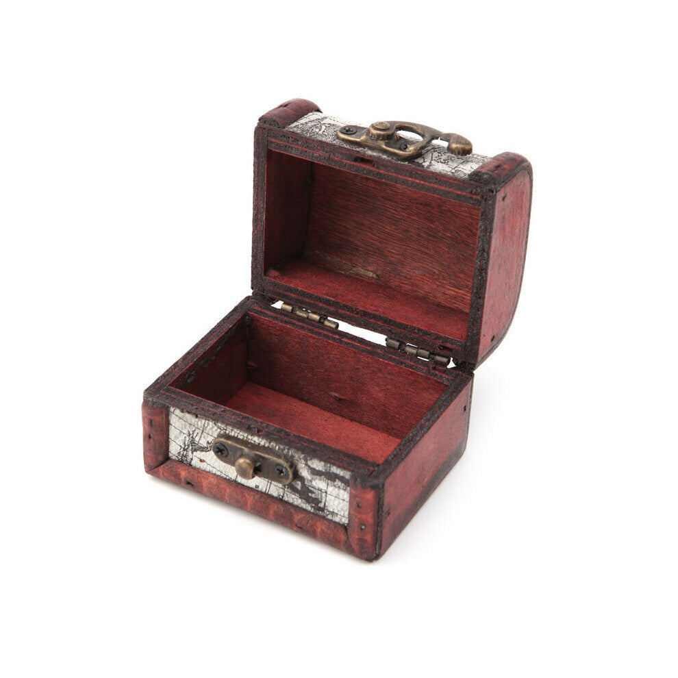1Pc Vintage Wooden Map Storage Box Metal Locking Jewelry Cufflinks Chest Case A14_20
