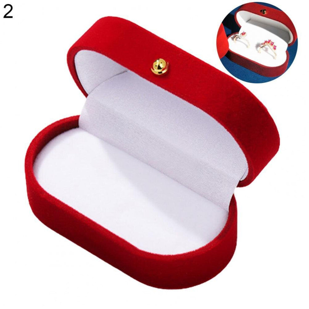 Women Modern Jewelry Ring Box Lidded Oval Ring Box Velvet Engagement Ring Box