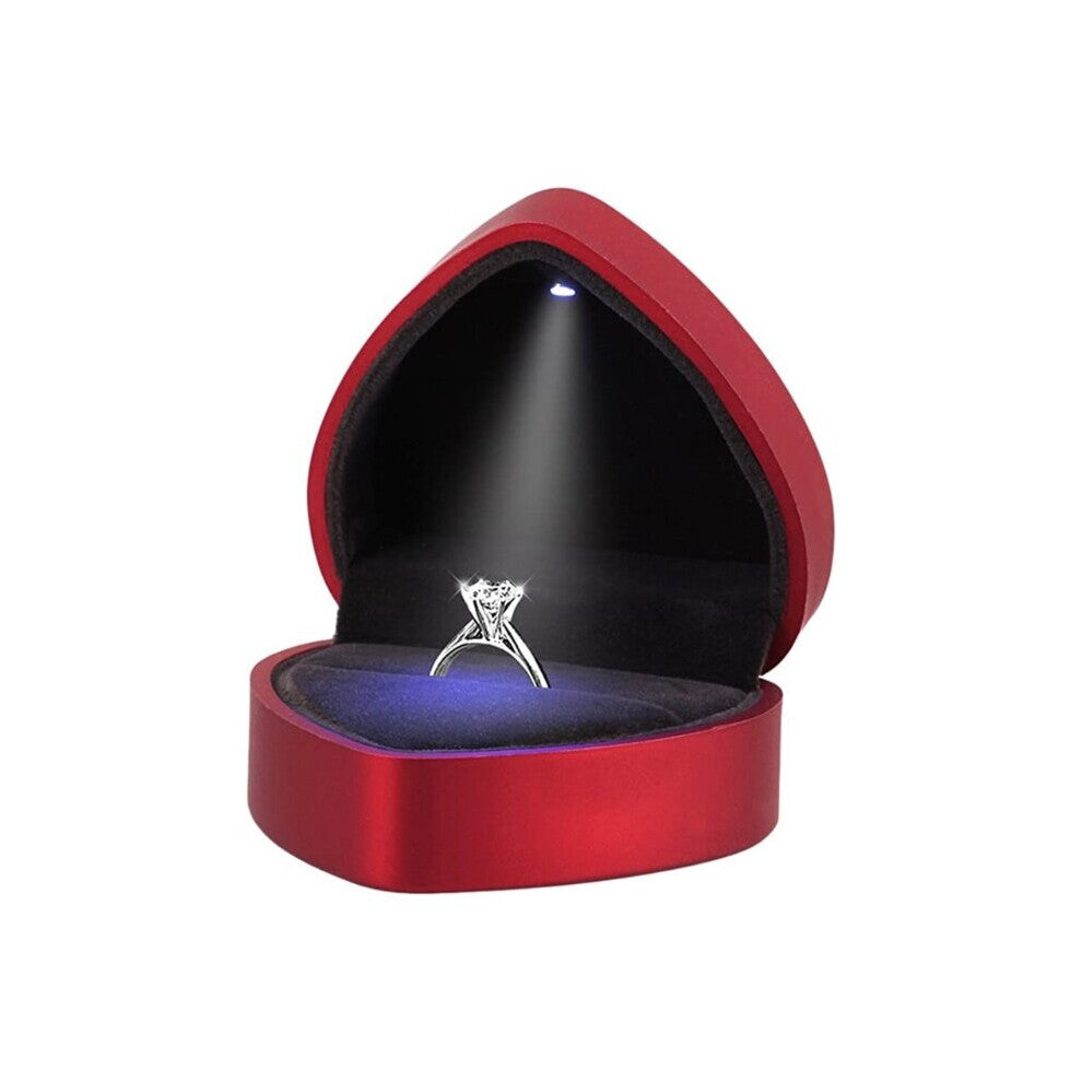 Double Edge LED Ring Box Jewelry Storage Pouch with LED Light for Proposal Engagement Wedding Anniversary