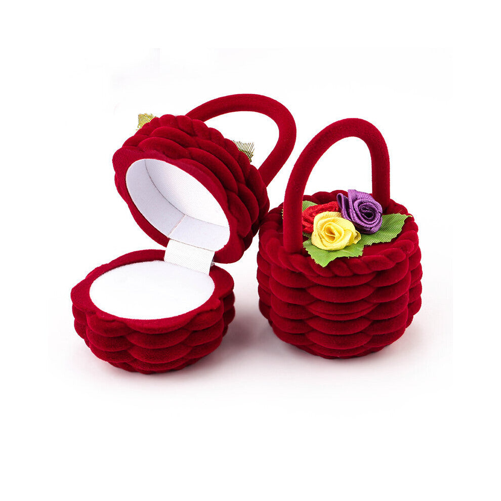 1 Piece Flower basket Velvet Wedding Engagement Ring Box Holder for Earrings Necklace Display Jewelry case