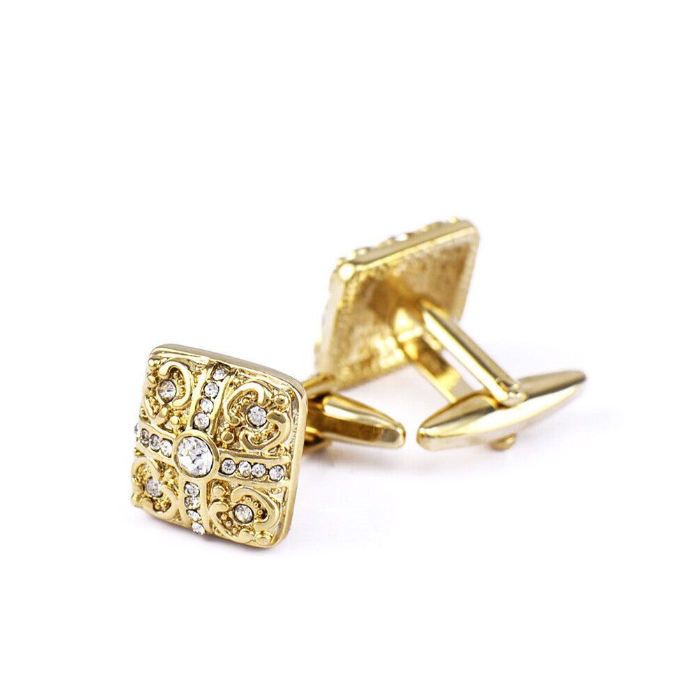 1 Pair Square Crystal Sleeve Nails Men's Shirt Cufflinks Buttons Jewelry Clothing Accessories Rome Series
