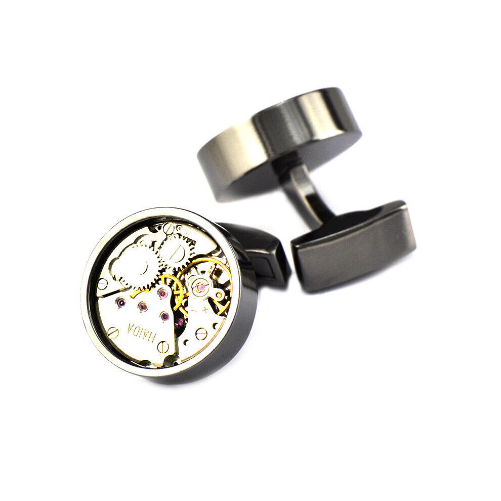 1 Paris Round Watch Movement Sleeve Nails Men's Shirt Cufflinks Buttons Jewelry Clothing Accessories
